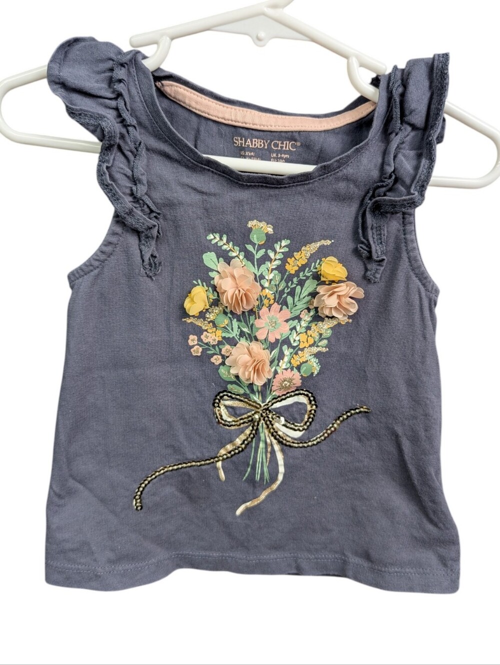 Shabby Chic Tank Top with Flower Bouquet Sz XS (4)